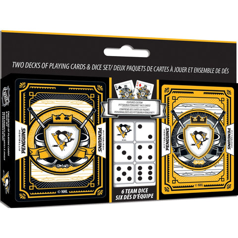 Pittsburgh Penguins Playing Cards - Official NHL Game Night Set | Casino Style Cards & Dice Set 2 Pack