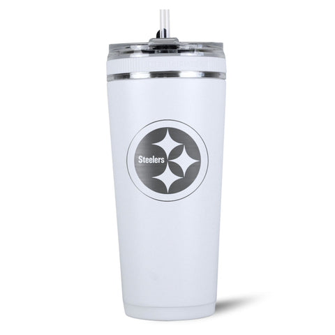 Officially Licensed Pittsburgh Steelers 26oz Flex Bottle - White Water Bottle - YinzerShop