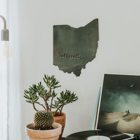 Ohio Home Sign - Recycled Steel Wall Decor | Rustic Indoor Metal Art Wall Decor - YinzerShop