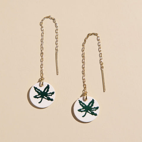 Ohio State Buckeye Earrings - Italian Leather Threader Earrings with 14k Gold-Filled Ear Wires Earrings - YinzerShop
