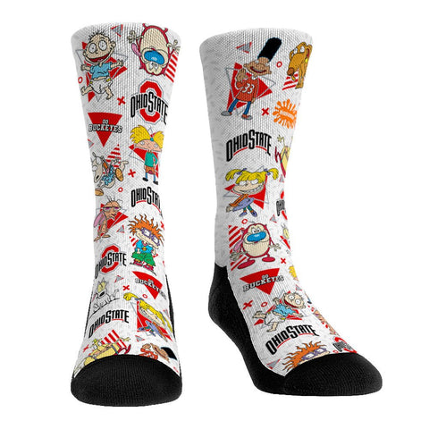 Ohio State Buckeyes - 90's Nickelodeon Characters All-Over Socks - YinzerShop