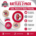 Ohio State Buckeyes Baby Rattles - Wooden Infant Sensory Toys 2-Pack Baby Toys - YinzerShop