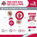 Ohio State Buckeyes Baby Rattles - Wooden Infant Sensory Toys 2-Pack Baby Toys - YinzerShop