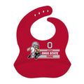 Ohio State Buckeyes Bib - Silicone Baby Bib with Adjustable Neck Strap & Crumb Catcher Bibs - YinzerShop