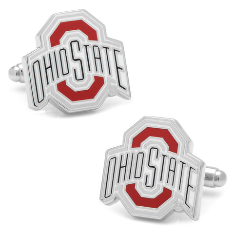 Ohio State Buckeyes Cufflinks - Official NCAA Licensed Silver Tone Collegiate Team Jewelry Cufflinks - YinzerShop