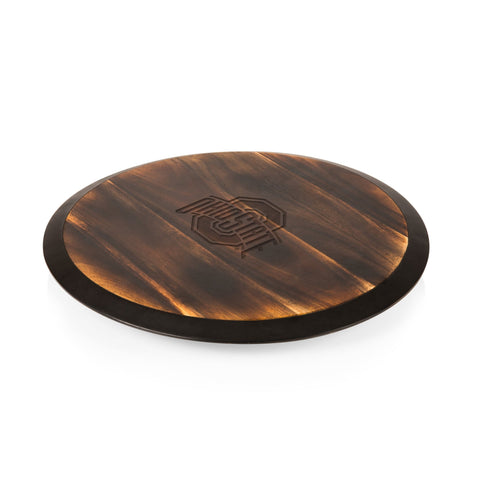 Ohio State Buckeyes Lazy Susan Serving Tray - Rotating Acacia Wood Party Supplies Tray Licensed - YinzerShop