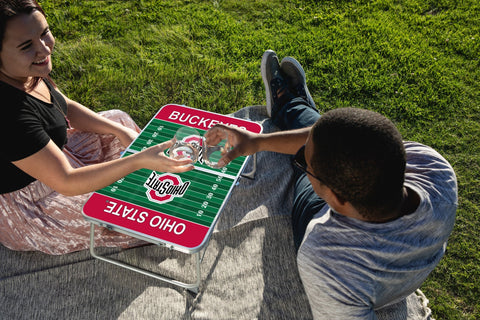 Ohio State Buckeyes Portable Mini Table - Folding Picnic Table with Aluminum Frame Licensed - YinzerShop