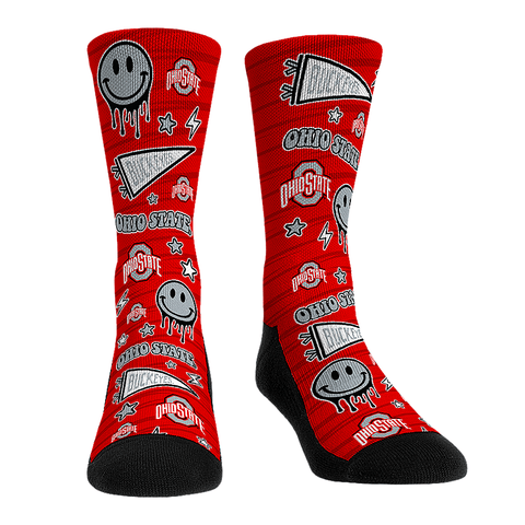 Ohio State Buckeyes - Smiley Stickers Socks - YinzerShop