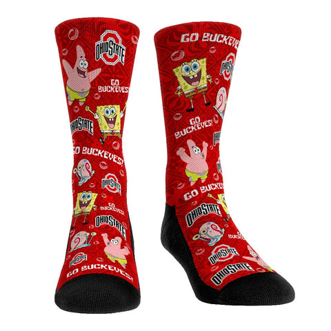 Ohio State Buckeyes - SpongeBob SquarePants Characters All-Over Socks - YinzerShop