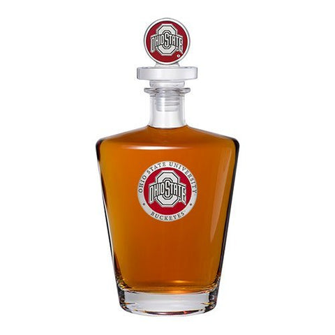 Ohio State Decanter - 25 Ounce Glass Pewter Barware With 3D Figure Topper Decanter - YinzerShop