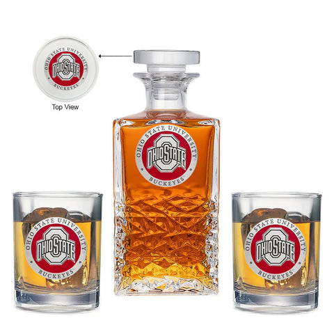 Ohio State Decanter Set – 24 Ounce Glass Decanter with Double Old Fashioned Glasses Heritage Decanter Set (3pc) - YinzerShop