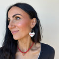Ohio State Earrings - White Buckeyes Leather Hypoallergenic Team Spirit Jewelry Earrings - YinzerShop