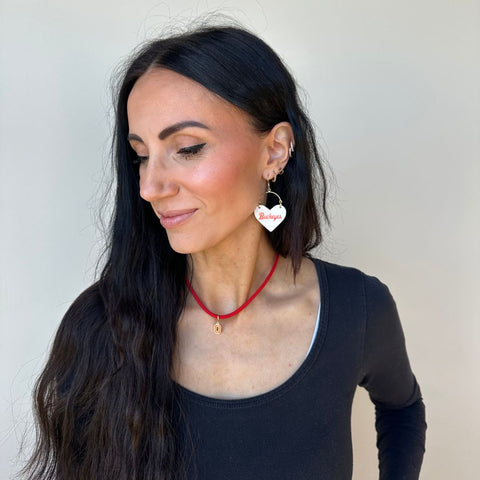 Ohio State Earrings - White Buckeyes Leather Hypoallergenic Team Spirit Jewelry Earrings - YinzerShop