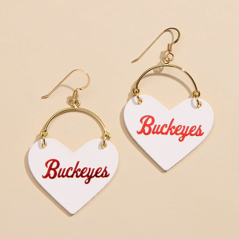 Ohio State Earrings - White Buckeyes Leather Hypoallergenic Team Spirit Jewelry Earrings - YinzerShop