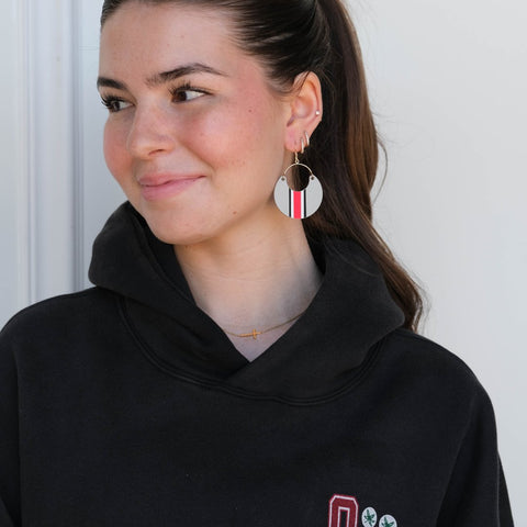 Ohio State Helmet Earrings – Lightweight Italian Leather Game Day Accessories Earrings - YinzerShop