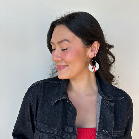 Ohio State Helmet Earrings – Lightweight Italian Leather Game Day Accessories Earrings - YinzerShop