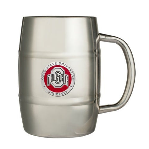Ohio State Keg Mug – 16 Ounce Stainless Steel Mug With Fine Pewter Casting Keg Mug - YinzerShop