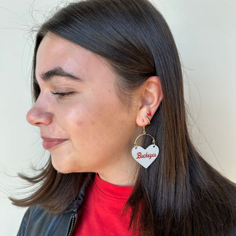 Ohio State Leather Earrings – Buckeyes Hand Embossed Italian Leather Jewelry Earrings - YinzerShop