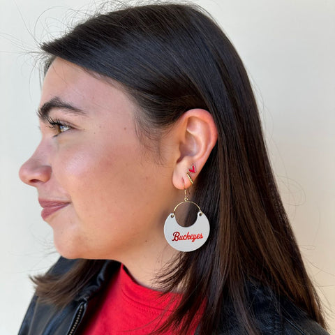Ohio State Leather Earrings – Gray Buckeyes Nina | Premium Italian Leather, Hand-Embossed Earrings - YinzerShop