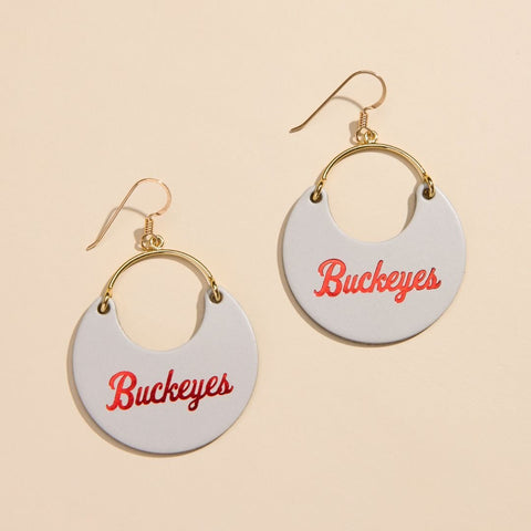 Ohio State Leather Earrings – Gray Buckeyes Nina | Premium Italian Leather, Hand-Embossed Earrings - YinzerShop