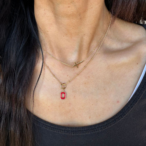Ohio State Necklace – Gold Plated Saturn Chain With OSU Charm Pendant Charm Necklace - YinzerShop