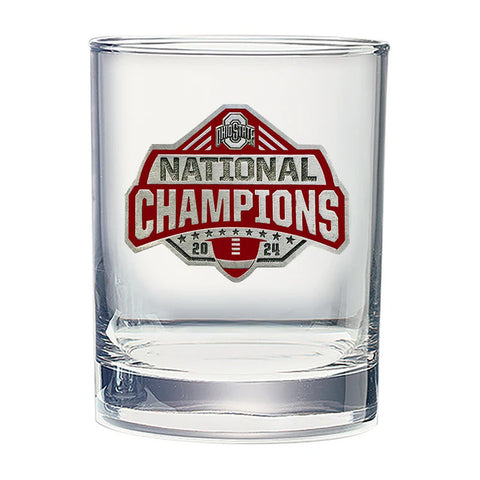 Ohio State Old Fashioned Glass – Double 14 Ounce Whiskey Glass With Pewter Detail Double Old Fashioned Glass - YinzerShop