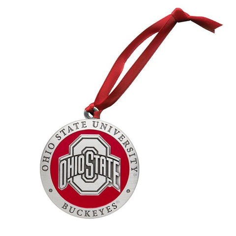 Ohio State Ornament – Handcrafted Pewter Christmas Tree Decor with Satin Ribbon Ornament - YinzerShop