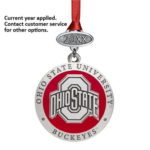 Ohio State Ornament – Handcrafted Pewter Christmas Tree Decor with Satin Ribbon Ornament - YinzerShop
