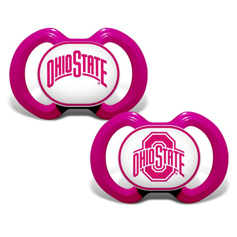 Ohio State Pacifiers - Pink Baby Pacifier 2 Pack | Orthodontic BPA Free Soothers Pacifiers & Clips - YinzerShop