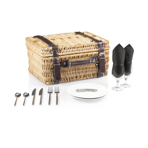 Ohio State Picnic Basket – Handwoven Willow Basket with Wine Glasses & Cutlery Set Licensed - YinzerShop