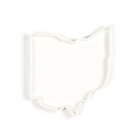 Ohio State Plate – Porcelain Serving Plate With Glossy White Glaze | Oven Safe Dinnerware Baking Dish - YinzerShop
