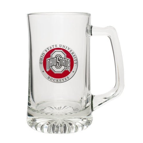 Ohio State Stein - Made In USA Stein, 15 Ounce Glass Mug With Detailed 3D Sculpted College Logo Super Stein - YinzerShop
