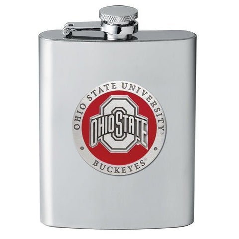 Ohio State University Flask | 8 Ounce Stainless Steel Pewter Flask with Emblem Flask - YinzerShop
