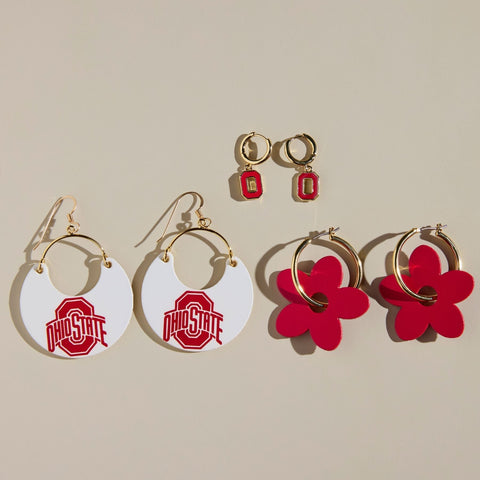 Ohio State University Gift Set – Gold Hardware Earrings | College Jewelry Set Earrings - YinzerShop