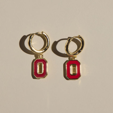 Ohio State University Huggies | Red Enamel Earrings for Game Day Style Earrings - YinzerShop