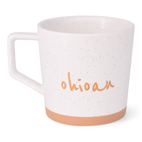 Ohioan Mug - 14 oz Ceramic Coffee Cup With Ergonomic Handle & White Freckled Glaze Mug - YinzerShop