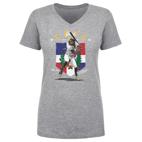 Oneil Cruz T-Shirt - Pittsburgh Flag Shirt | Lightweight V-Neck, 100% Cotton Tee Women's V-Neck T-Shirt - YinzerShop