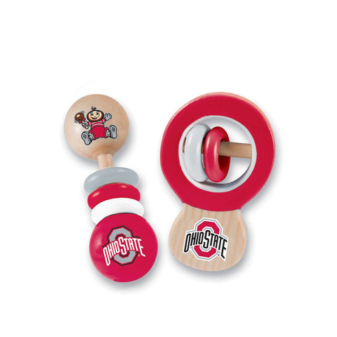 Ohio State Buckeyes Baby Rattles - Wooden Infant Sensory Toys 2-Pack