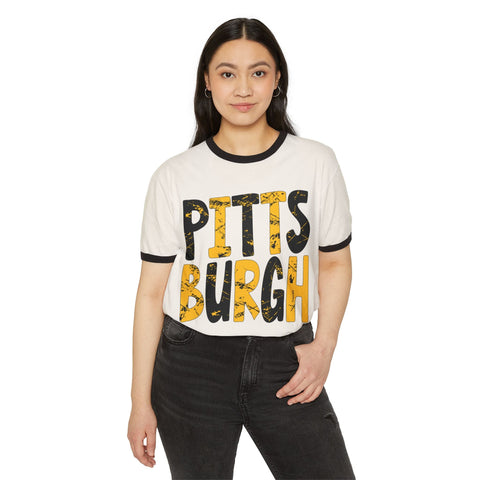 Painted Pittsburgh - Unisex Cotton Ringer T-Shirt T-Shirt - YinzerShop