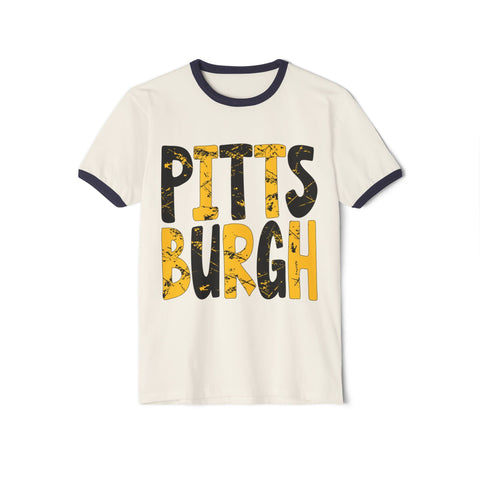 Painted Pittsburgh - Unisex Cotton Ringer T-Shirt T-Shirt - YinzerShop