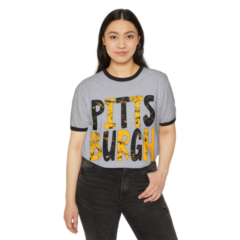 Painted Pittsburgh - Unisex Cotton Ringer T-Shirt T-Shirt - YinzerShop