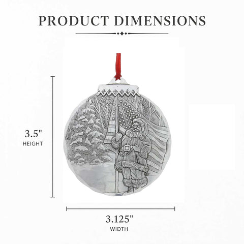 Patriotic Santa Ornament – Handcrafted USA Artisan Holiday Decor with Etched Aluminum - YinzerShop