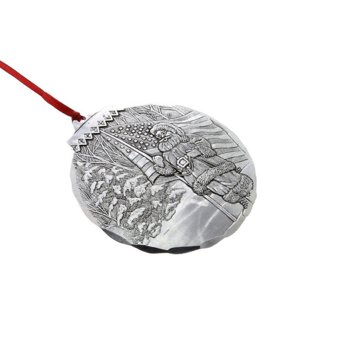 Patriotic Santa Ornament – Handcrafted USA Artisan Holiday Decor with Etched Aluminum