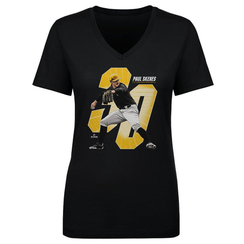 Paul Skenes T-Shirt - Cotton V-Neck Tee | Athletic Style Short Sleeve Shirt Women's V-Neck T-Shirt - YinzerShop
