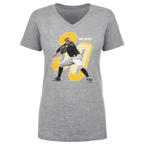 Paul Skenes T-Shirt - Cotton V-Neck Tee | Athletic Style Short Sleeve Shirt Women's V-Neck T-Shirt - YinzerShop