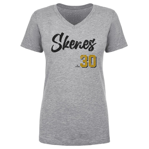 Paul Skenes T-shirt - Cotton V-Neck Tee | Regular Fit Heather Color Shirt Women's V-Neck T-Shirt - YinzerShop