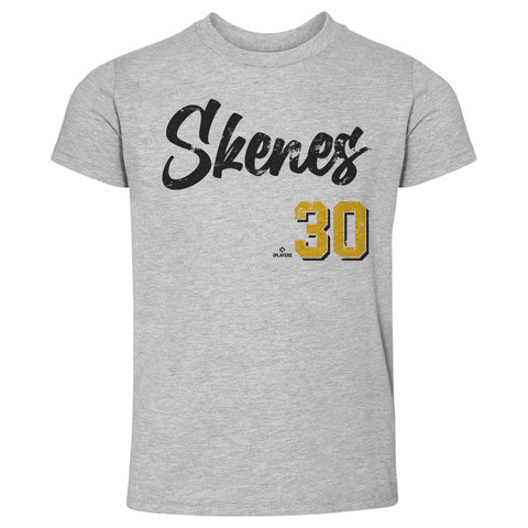 Paul Skenes T-Shirt – Kids Crewneck Cotton Tee | Heather Gray, Short Sleeve Kids Toddler T-Shirt - YinzerShop