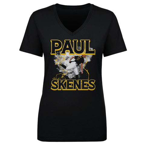 Paul Skenes T-Shirt – Lightweight V-Neck Cotton Tee | Pittsburgh Lightning Shirt Women's V-Neck T-Shirt - YinzerShop