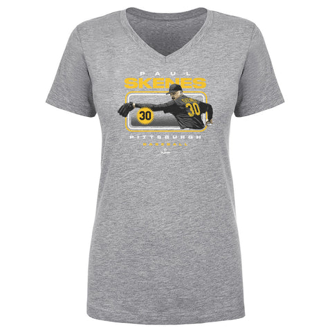 Paul Skenes T-Shirt - Lightweight V-Neck Cotton Tee | Pittsburgh Sports Shirt Women's V-Neck T-Shirt - YinzerShop