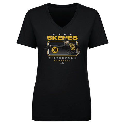 Paul Skenes T-Shirt - Lightweight V-Neck Cotton Tee | Pittsburgh Sports Shirt Women's V-Neck T-Shirt - YinzerShop